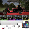 4 Pcs Golf Cart Underglow Lights, RGB Led Strip Lights for EZGO Yamaha Club Car, RF/APP Control, Sound Active, Music Sync with Voltage Reducer, Water Resistant Flexible Tubes