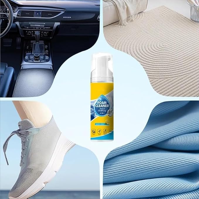 Powerful & Multipurpose Car Interior Foam Cleaner, Quick Spray & Wipe All Purpose Waterless Detailer, Cleaning Without Pre-Washing, Cleaner for Seats, Dashboard, Carpet (1 pcs)