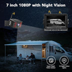 2 Wireless Backup Camera with 7" 1080p Monitor, RV Backup Camera for Furrion Pre-Wired, Recording 4-Channel Split Screen, IR Night Vision, IP69 Wide Angle, Back up Camera Systems for Truck Trailer