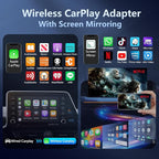 Wireless CarPlay Adapter with Screen Mirroring for Any Apps (YouTube/N-etflix/TikTok) from Phone to in-Vehicle Infotainment Display Screen,Convert Factory Wired CarPlay to Wireless