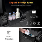 Model Y Trash Can Rear Center Console Organizer Compatible for Tesla Model Y 2020-2025, 2nd Row Seat Rear Bin TPE Backseat Storage Box Middle Air Outlet Garbage Can with Anti-Slip Lid Cover