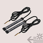 True Mods 2pc 5" Amber LED Motorcycle Running & Turn Signal Tail Light Strip Kit [Waterproof] [Single Row] [50% DRL] [100% Blinker] Self Adhesive Surface Mount Flexible Front Fork Lamp for ATV Bike