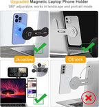 Magnetic Laptop Phone Holder Mount for Dual Screen, 180° Adjustable Edge Computer Phone Holder for Monitor's Top and Side, Extended Laptop Stand Accessories for iPhone 12-17 All Phones