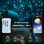 Twinkle Starlight Headliner Kit, 1000PCS 0.03in/13.5ft, 32W RGBW Twinkle & Meteor Dual-Engine 200 Shooting Stars, Music Mode APP/Remote Control Star Effect, for Truck/SUV/Home/Party