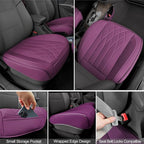 BEITK 2 Pack Leather Front Car Seat Cover Bottom Car Seat, Universal Anti-Slip Driver Car Seat Protectors with Storage Pocket, Waterproof Bottom Auto Seat Cushion Pad Mat for Most Vehicles(Purple)