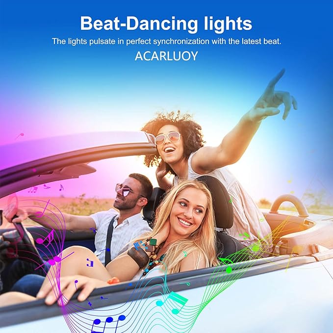 Acrylic Car LED Ambient Light, Fiber Optic Interior Light Strip, 24 Million Types, Ambient Light KKT that Swings with The Melody of Music (Dreamcolor 22 in 1)