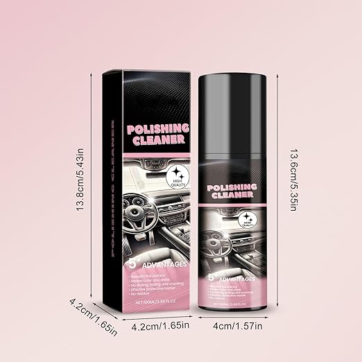 Car Interior Detail Polishing Cleaner, Multi-Purpose Car Cleaner 100ml (2PCS) - Compatible with Plastic, Leather, Fabric, Metal