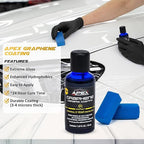 Apex 5 Year Graphene Ceramic Coating 10H with 2 Applicators 50mL - Durable Car Paint Protection - Applies Easily - Hydrophobic Graphene Ceramic for Ultra Gloss - Great on Paint/Glass/Wheels