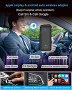 CHOVE 2-in-1 Wireless CarPlay & Android Auto Adapter, Upgrade Wired to Wireless, Compatible with iOS 10& Android