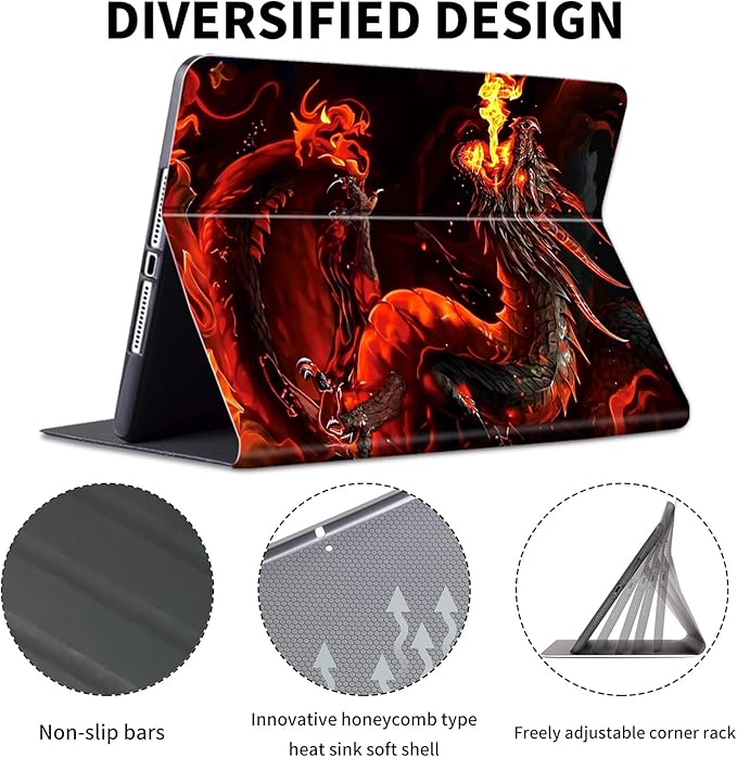 Case for 7" Kindle Paperwhite 12th Generation 2024 & Kindle Colorsoft Signature Edition,Leather Folio Adjustable Stand Cover Auto Wake/Sleep for Kindle Paperwhite 2024,Fire Red Dragon