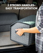 Owleys Foldable Trunk Organizer for Car - Collapsible Auto Trunk Organizer with Lid - Small and Large Cargo Organizer - Trunk Storage Box with 2 Compartments - Gray 17