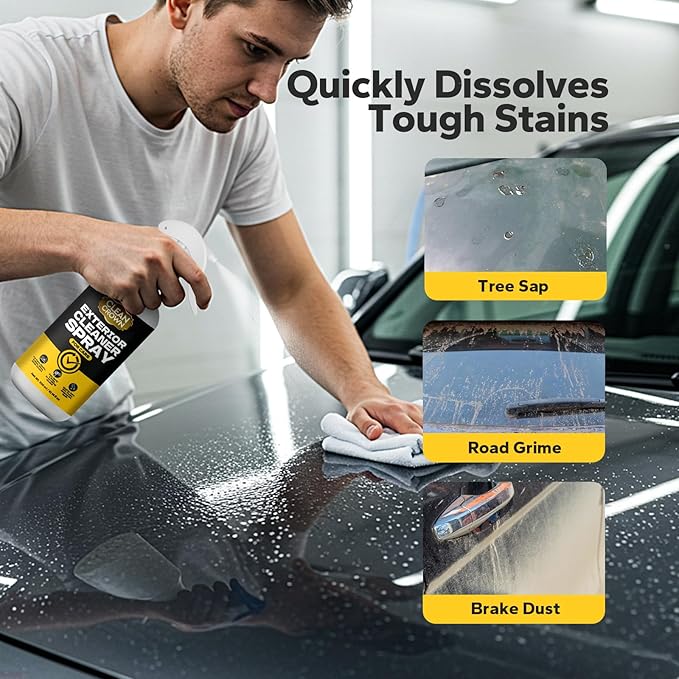 Exterior Cleaner Spray for Cars (10.14 Fl Oz), All Purpose Degreaser & Spot Remover for Sap, Road Grime, Tar, and Stains, Detailing Spray Safe on Paint, Glass, Chrome, Plastic & Trim
