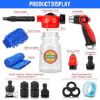 MYPIN 16 in 1 Car Wash Foam Gun, Foam Cannon,Adjustable Hose Wash Sprayer with 2.5 to 6 Bars Foam Blaster,Suitable for Car Cleaning and Garden Use with 1/2” Quick Connector (Clear)