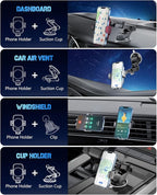 BothLin Wireless Car Charger, Fast Charging Phone Holder 3 in 1 Phone Mount Auto Clamping Car Accessories Compatible with iPhone 17 16 15 14 13 12 11 Xs XR, Samsung S23 Ultra S22 S21 S20(Space Grey)