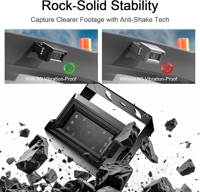 Fookoo 7" AHD 1080P Wired Backup Dual Camera System, Waterproof Vibration-Proof Rear View Cameras IR Night Vision for Tractor/Excavator/Harvester/Bulldozer/Crop Sprayer/Agricultural Equipment - DY702