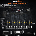 LEDMIRCY R2 Pure White Rock Lights Kit with Rocker Switch Wire Harness 16PCS Rock Lights White for Offroad Trucks ATV UTV SUV Underglow Light Trail Rig Light Under Body High Power Waterproof