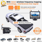 Wireless Backup Camera Magnetic for Truck: 1 Minute Easy Install HD 1080P Rear View Camera Solar - Portable Rechargeable 5 Inch Monitor System for Car Truck SUV RV Trailer Camper Y02