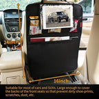 Kaiphy Car Backseat Organizer Premium Quality Car Kick Mats with 10" Tablet Holder - Extra Large Pocket- Sturdy Top 2Pack