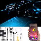 6 m Optic Fiber Car Ambient Footwell Lighting Kit Bluetooth App Control 64 Colors Multicoloured Music Interior Lighting Kit 12V 1W