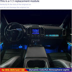 Ambient Light Kit for 13th Gen Ford F-150, 2015-2020 Chrome Interior Inner Door Handle Cover, Door Opening Warning, 256-Color, SYNC 3 Controlled Light Brightness, F150 Truck Accessories Replacement