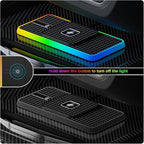 Wireless Charger Car Charging Pad,POLMXS 15W Wireless Phone Charger,RGB Cell Phone Cordless Charging Mat Compatible with iPhone 16/15/14/13/12 Galaxy S23 S22 S21 Note10(k1)