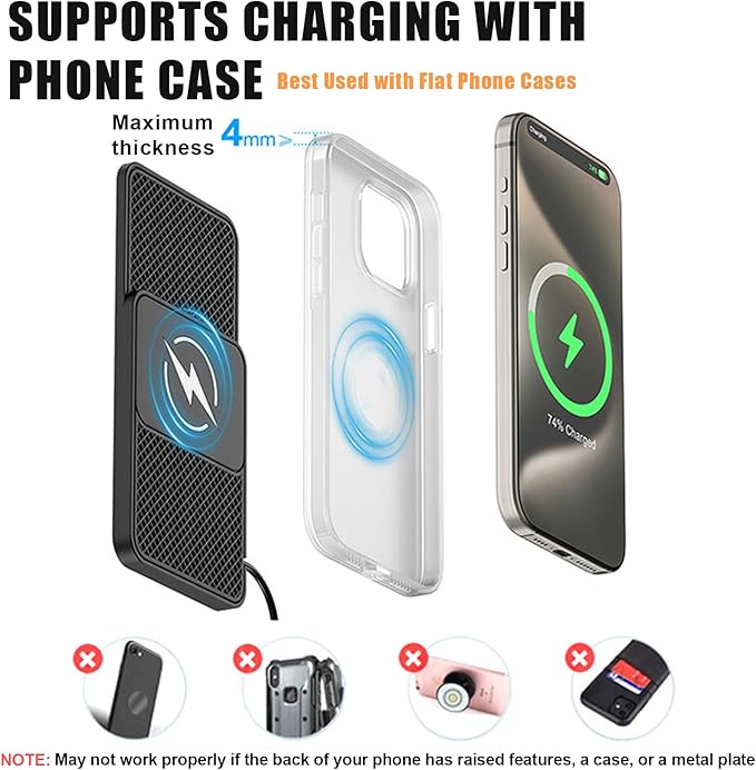 Wireless Car Phone Charger for Mercedes-Benz C-Class (W206) 2021–2025, Type C/USB 20W Fast Charging Pad, Non-Slip Charging Station for Travel Home Office Desk, Lightweight,Type-C