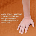 Big Joe Solvana Outdoor Ottoman, Weather-Resistant Cool Touch Silicone Stitched Leather, Ottoman Only, Honey Sand