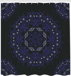 Ambesonne Dark Blue Shower Curtain, Oriental Round Ornate Mandala Lace Style Eastern, Cloth Fabric Bathroom Decor Set with Hooks, 69" W x 84" L, Blue Violet Coconut