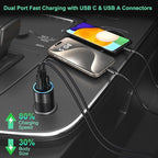 Car Charger USB C, 2 Pack 36W Dual Ports USB-A & USB-C Car Charger Adapter QC/PD 3.0 Fast Charging Cigarette Lighter Phone Plug for iPhone 17 16e 15 Pro Max Galaxy Pixel Android Cargador para Carro