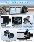 PZK Car Phone Holder for Ford Maverick 2022 2023 2024 Accessories Auto Lock Car Phone Mount with Cubby Insert Stroage Box Trunk Dash Mount Hands Free 360° Rotation