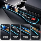 Seat Gap Filler 2 Pack, Car Seat Gap Plug with Storage Slot for Phone & Keys, High-Density Elastic Car Slot Organizer for Most Cars, SUVs, and Trucks - Black