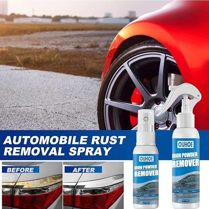 Iron Powder Remover, 100ml Iron Remover Car Detailing, Multipurpose Car Rust Removal Spray, Safe Instant Iron Powder Remover Spray Car Iron Remover for Wheels, Paint, Brake (1pc 1oz)