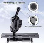 Stainless Steel Phone Mount for 2013-2018 Ram 1500/2500/3500 &2019+ Classic, Magnetic & Clamp Dual Heads, All-Metal Shakeproof OEM Screw Hole Dash Mount Install Super Stable
