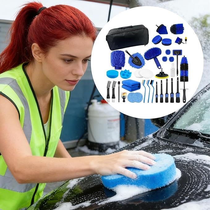 Auto Detailing Brush Kit, 36 Pieces, PP Multipurpose Soft Cleaning Tool Set with Scratch-Free Brushes for Interior, Exterior, Wheels, Dashboard, Seats