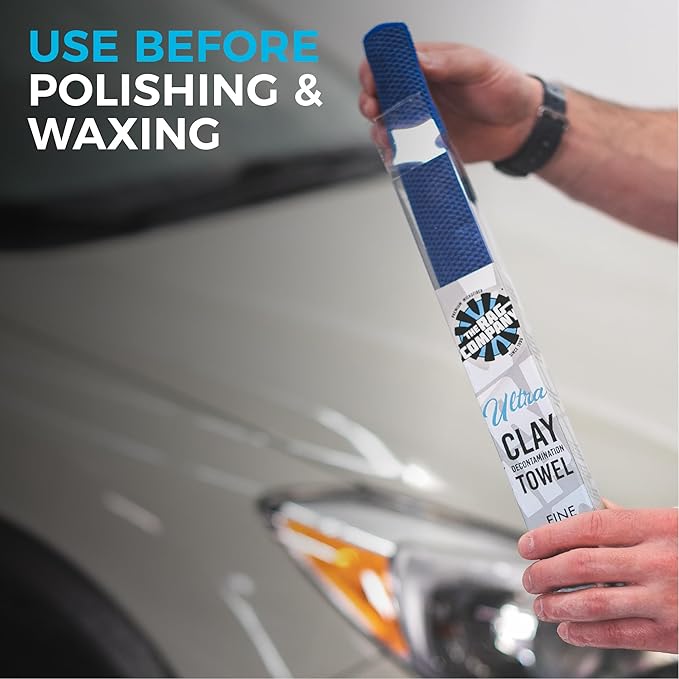The Rag Company Ultra Clay Towel - Clay Bar Results in Minutes, Smooth Paint Fast, Enhance Gloss & Wax Bond (12"x12")