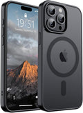 SUPFINE Magnetic for iPhone 15 Pro Case (Compatible with MagSafe) (Military Grade Drop Protection) Translucent Matte Shockproof Phone Cover, Black