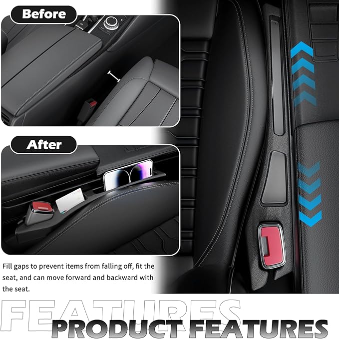 2PCS Car Seat Gap Filler Organizer,Multifunctional Car Gap Filler Organizer Storages Phone Key Avoids Things Falling,Universal Car Blocker Between Seats Car Organizer Car Accessories