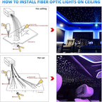Twinkle Fiber Optic Lights,Bluetooth APP/Remote/Music Activate Starlight Headliner Kit with RGBW LED Light Engine,300pcs 9.8ft Mix Optic Fiber Cable for Car/Home/Party Star Light Ceiling