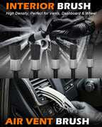 Windshield Cleaner Tool, 18Pcs Car Interior Detailing Brush Set, Inside Windshield Cleaning Kit with 200g Cleaning Gel, Duster Brush, 2 Microfiber Pads, Car Detailing Supplies for Men (Gray)