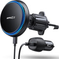 APPS2Car Wireless Car Charger with 15W Fast Charging for Magsafe Car Vent Mount - Only Compatible with iPhone 16/15/14/Magsafe Series Phones, Equipped with 3200RPM Cooling Fan System
