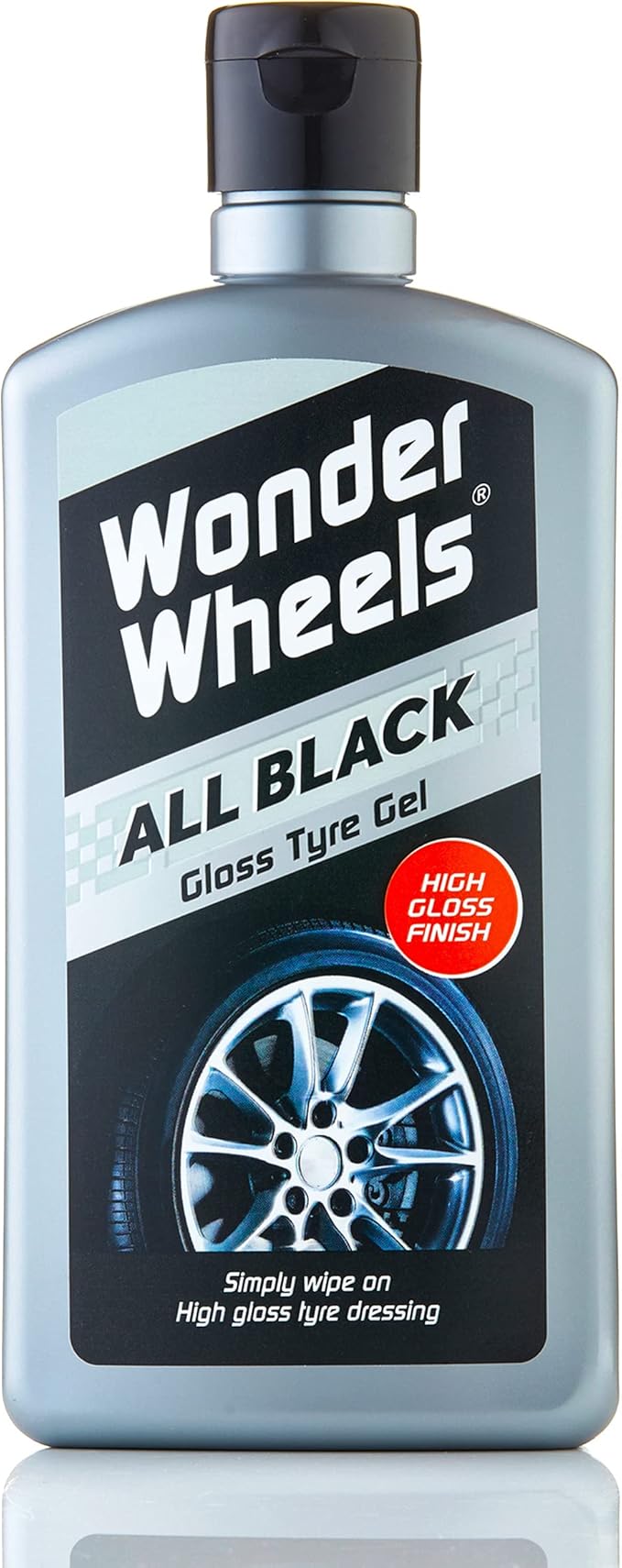 Wonder Wheels All Black Tire Shine Gel, 17 fl oz – High-Gloss Tire & Trim Dressing with UV Protection