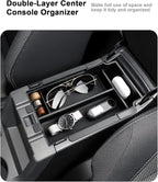 Center Console Organizer Set For 2024-2026 Subaru Crosstrek/Hybrid - 4 Pcs Double-Layer Armrest Box Organizer + Hanging Organizer + Cup Holder + Wireless Charging Area Mat For Crosstrek Accessories