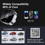 2-in-1 Wireless Carplay Adapter with Wired Carplay (USB to C), Metal Design Mini Wireless CarPlay Adapter for iPhone iOS 10+ System (2026 Upgraded)