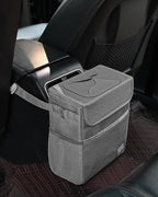 SIBOFUEGO Car Trash Can Cute - Car Accessory for Garbage and Storage, Adjustable and Collapsible Car Garbage Can, Waterproof and 100% Leak-Proof Car Trash Bin with Lid, 2 Gallons (Leopard-Print Gray)