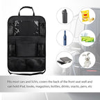 2PCS Car Backseat Organizer, Multi-Pocket Back Seat Protector with 10.2" Tablet Holder, Waterproof Oxford Fabric Storage Bag Auto Kick Mat for Kids Toddlers (A Regular Style)