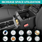 Center Console Organizer Compatible with 2018-2026 Jeep Wangler JL JLU 4xe Rubicon Sahara & 2020-2026 Gladiator JT Accessories, Console Hanging Box Tray Fit for Jeep Interior Accessories