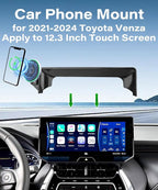 Car Phone Holder for Toyota Venza 2021-2024 Accessories Apply to 12.3 Inch Touch Screen 15W Fast Wireless Charger Screen Fixed Clip Cell Phone Mount Hands-Free 360 Degree Rotation