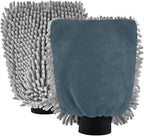 Qilmy Navy Blue Microfiber Chenille Car Wash Sponge Scratch Free Car Wash Mitt Absorbent Mitt Sponge for Trucks SUVs Car Washing Home Cleaning, Medium