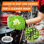 HOMEXCEL Car Wash Mitt, 2PK Chenille Microfiber Wash Mitt, Scratch-Free & Lint-Free, Rich Foam, Highly Absorbent, Double Sided, Perfect for Car Washing and Detailing, 10.2" x 6.7 ", Green