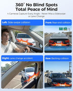 AZDOME 360° 4 Channel Dash Cam Front and Rear Inside, Built-in 128GB eMMC, 2K+1080P*3 Dashcam, Left Right, Voice Control, 5G WiFi Dash Camera for Cars with 4 Adjustable Lenses, IR Night Vision, M660